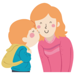 Kind küsst Mama auf die Wange