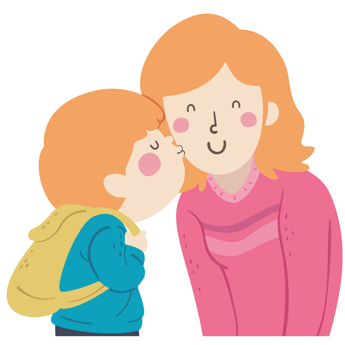 Kind küsst Mama auf die Wange